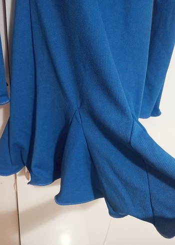 40 Beden Mavi Kadın mini Triko Elbise