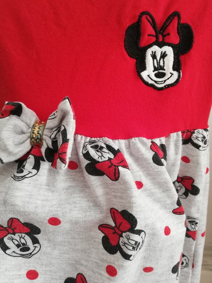 Uzun Kollu Kız Çocuk Minnie Mouse Elbise - Görsel 4