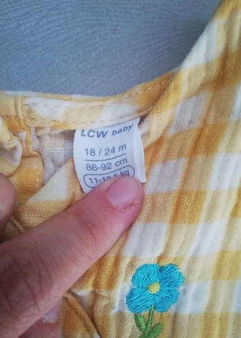 Sarı Kareli Kısa Kollu Bebek Elbise - Görsel 3