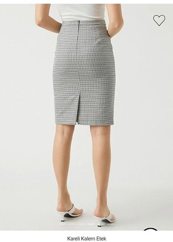 Kadın Gri Kareli Kalem Etek - Görsel 3