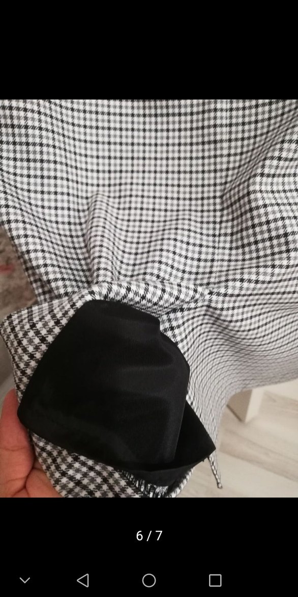 Kadın Gri Kareli Kalem Etek - Görsel 5