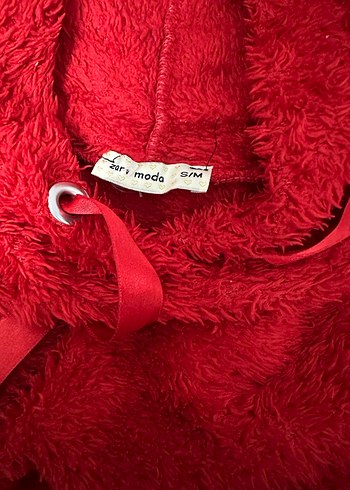 Diğer Kırmızı Kapüşonlu Kadın Peluş Sweatshirt