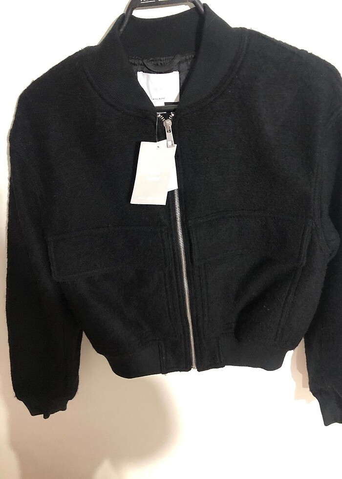 H&M yün karışımlı kadın pilot ceket - Görsel 3