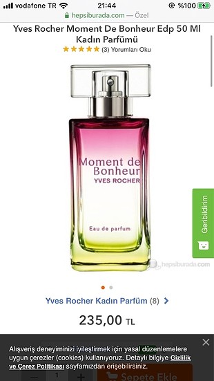 Yves Rocher bayan parfüm