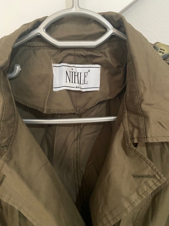 Bej Midi Kadın Trençkot, Düğmeli, İnce Kesim - Görsel 2