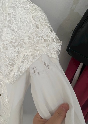 Dantel Detaylı Beyaz Kadın Gömlek - Görsel 2