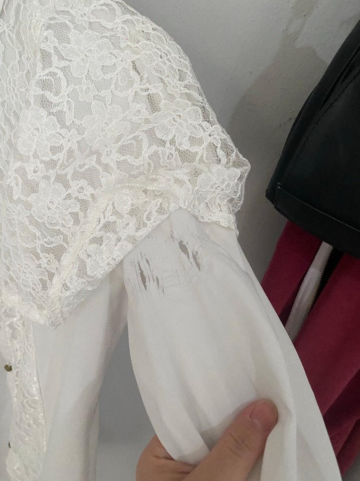 Dantel Detaylı Beyaz Kadın Gömlek - Görsel 2