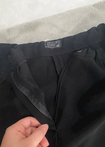 Kadın Siyah Keten Rahat Kesim Pantolon - Görsel 2