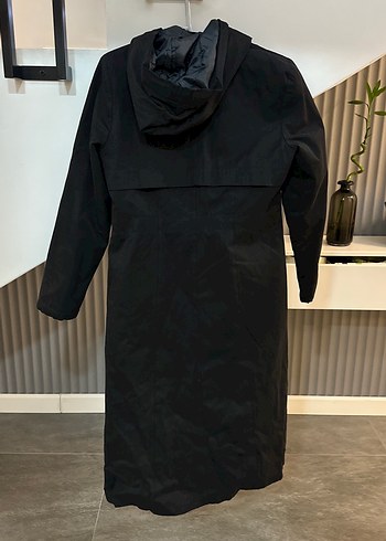 Siyah Uzun Düğmeli Kadın Kaban - Görsel 5