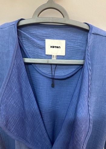 Uzun Mavi Kadın Ceket - Görsel 2