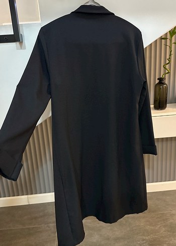 Siyah Uzun Kadın Blazer Ceket - Görsel 4