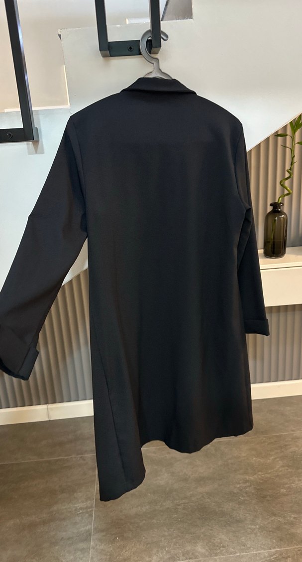 Siyah Uzun Kadın Blazer Ceket - Görsel 4