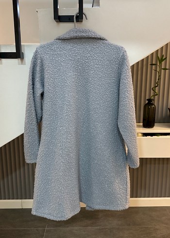 Gri  Düğmeli Kadın Kaban - Görsel 7