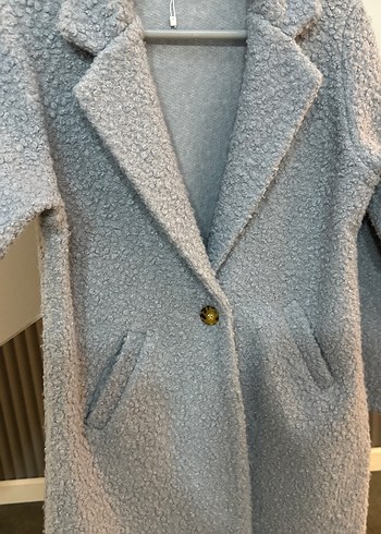 Gri  Düğmeli Kadın Kaban - Görsel 3