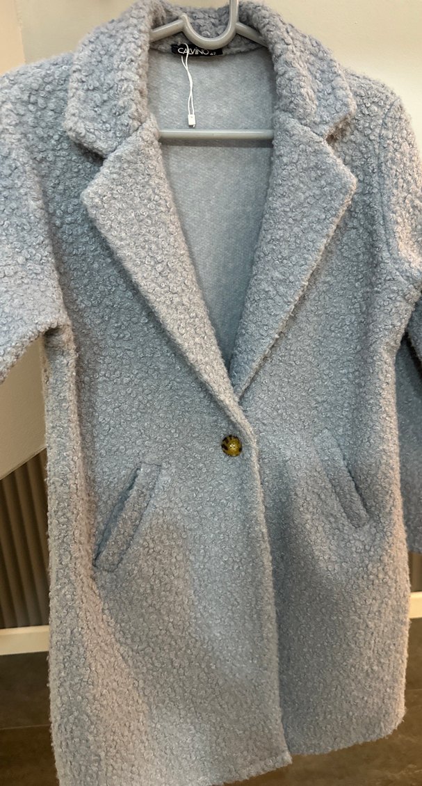 Gri  Düğmeli Kadın Kaban - Görsel 3