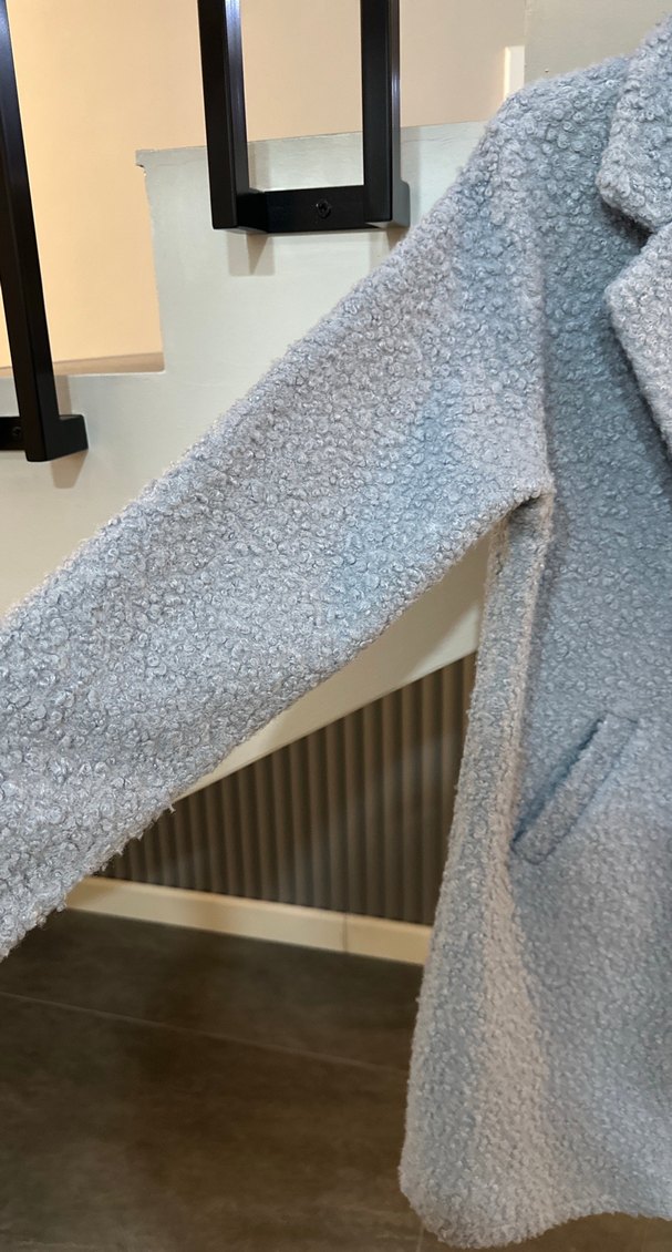 Gri  Düğmeli Kadın Kaban - Görsel 4