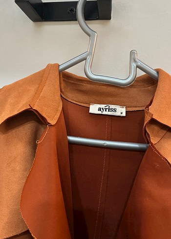 Kahve Süet Kemerli Uzun Kadın Trençkot - Görsel 3