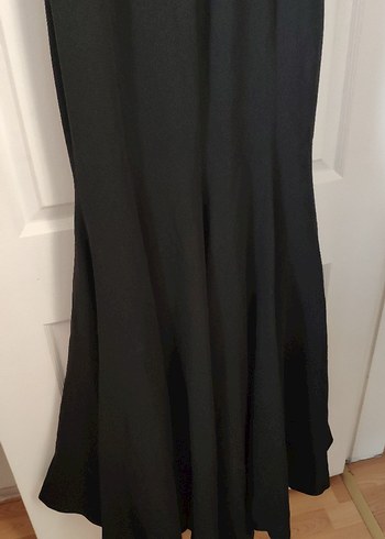 Siyah V Yakalı Uzun Klasik Elbise - Görsel 5