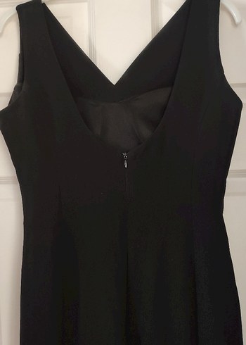 Siyah V Yakalı Uzun Klasik Elbise - Görsel 7