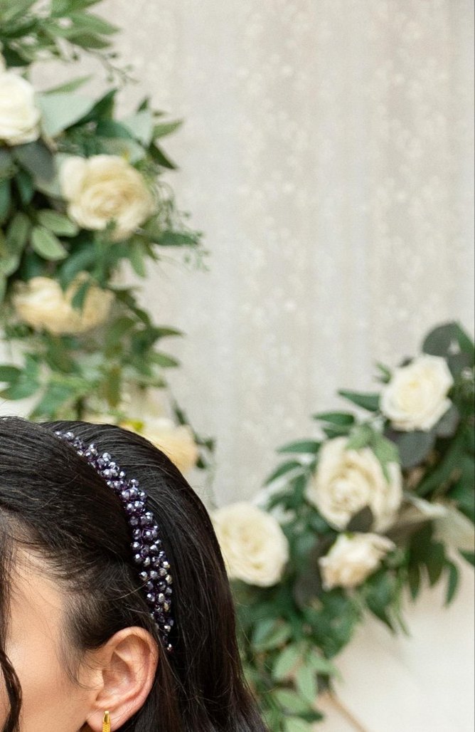 Mor Boncuklu Parlak Kadın Taç - Görsel 5