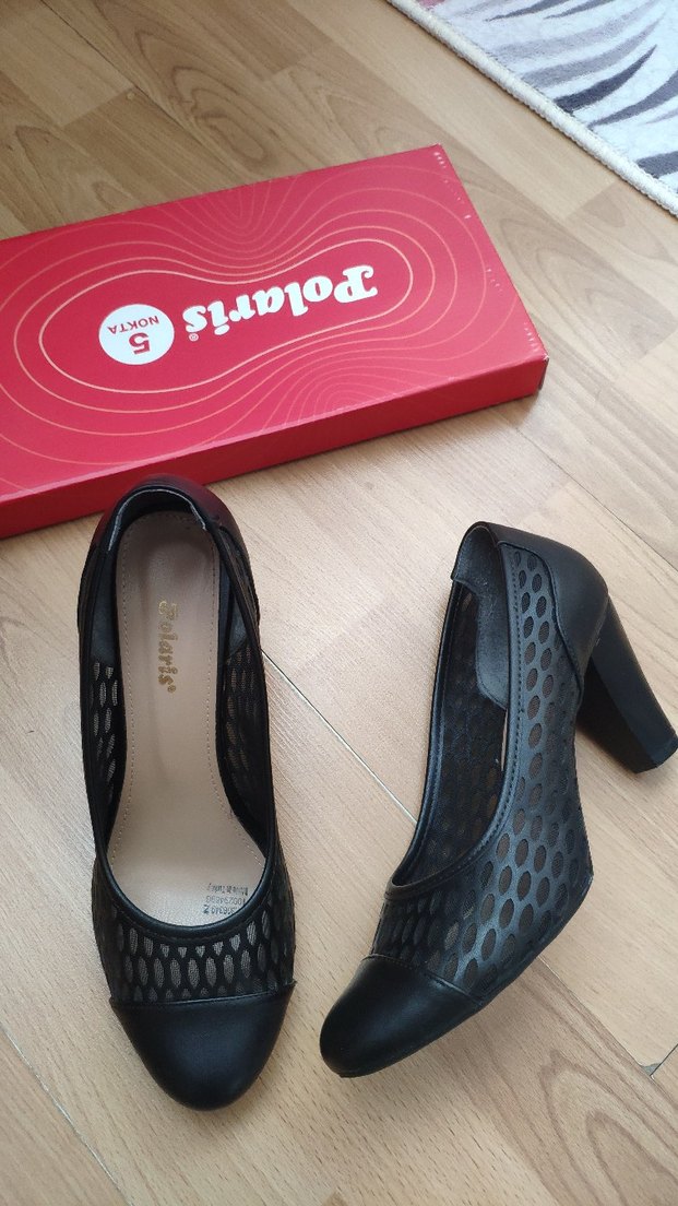 Siyah Dantel Detaylı Gotik Blok Topuklu Stiletto - Görsel 2