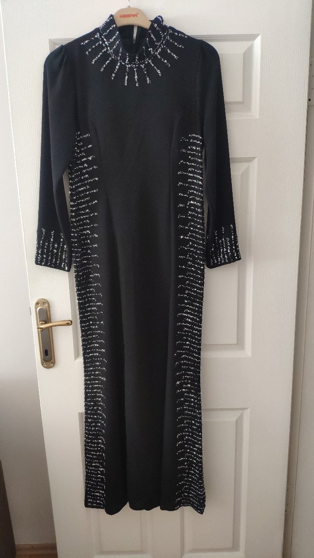 Siyah Uzun Kollu Gotik Kadın Elbise - Görsel 2