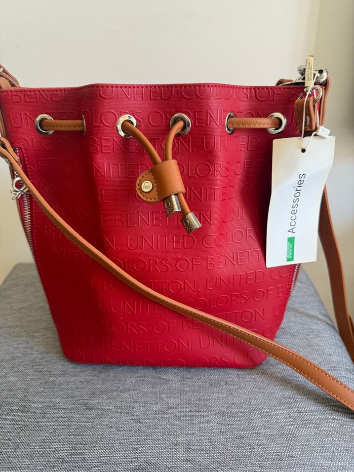 Benetton Kırmızı Deri Kadın Çanta - Görsel 4