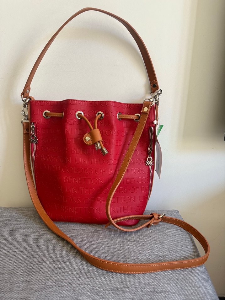 Benetton Kırmızı Deri Kadın Çanta - Görsel 3