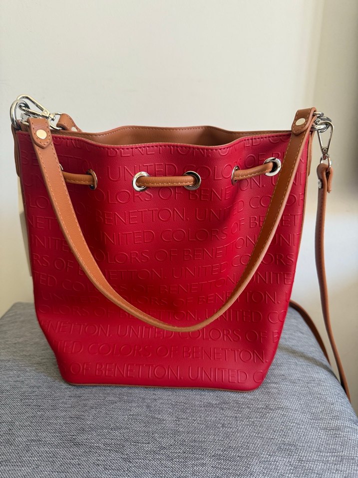 Benetton Kırmızı Deri Kadın Çanta - Görsel 2