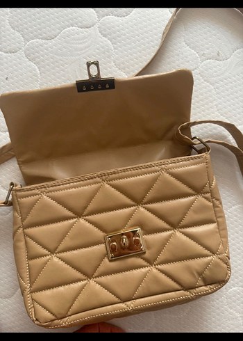 Bej Deri Kadın Çapraz Askılı Çanta - Görsel 4