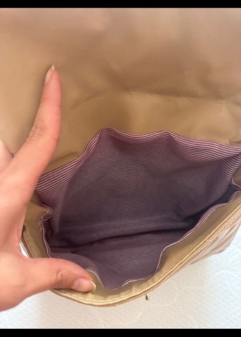 Bej Deri Kadın Çapraz Askılı Çanta - Görsel 3