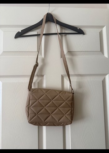 Bej Deri Kadın Çapraz Askılı Çanta - Görsel 2