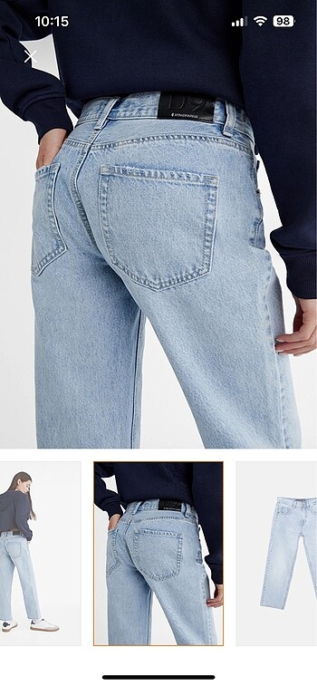 40 Beden mavi Renk Stradivarius crop jean
