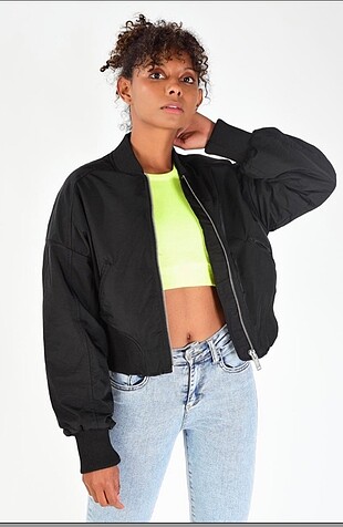 Siyah bomber ceket