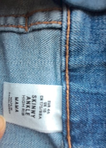 l Beden Parlak Mavi Hamile Denim Pantolon