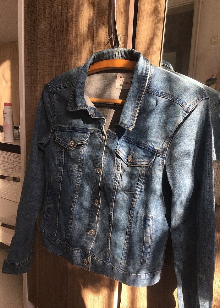 Eski sezon pull&bear mavi kot ceket - Görsel 2