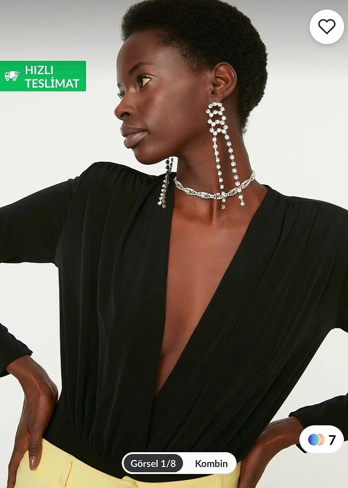 Siyah kruvaze yaka örme body - Görsel 3