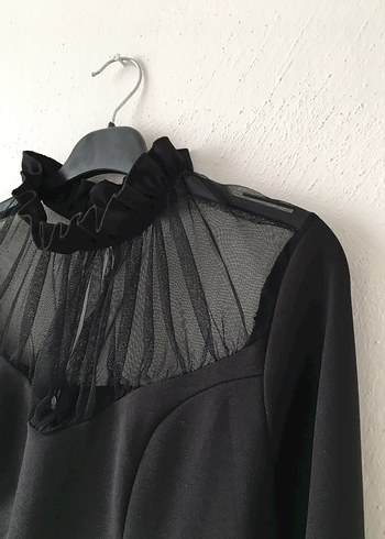 Uzun Kollu Siyah Midi Gotik Elbise - Görsel 2