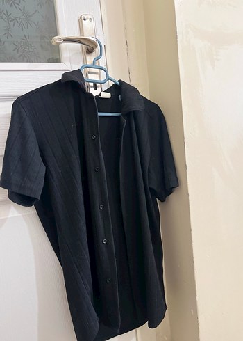 Erkek Siyah Kısa Kollu Gömlej - Görsel 4