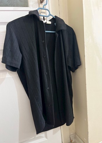 Erkek Siyah Kısa Kollu Gömlej - Görsel 2