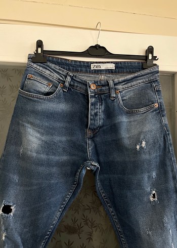 ZARA Mavi Denim Regular Fit Erkek Jean - Görsel 4