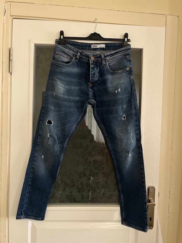 ZARA Mavi Denim Regular Fit Erkek Jean - Görsel 3