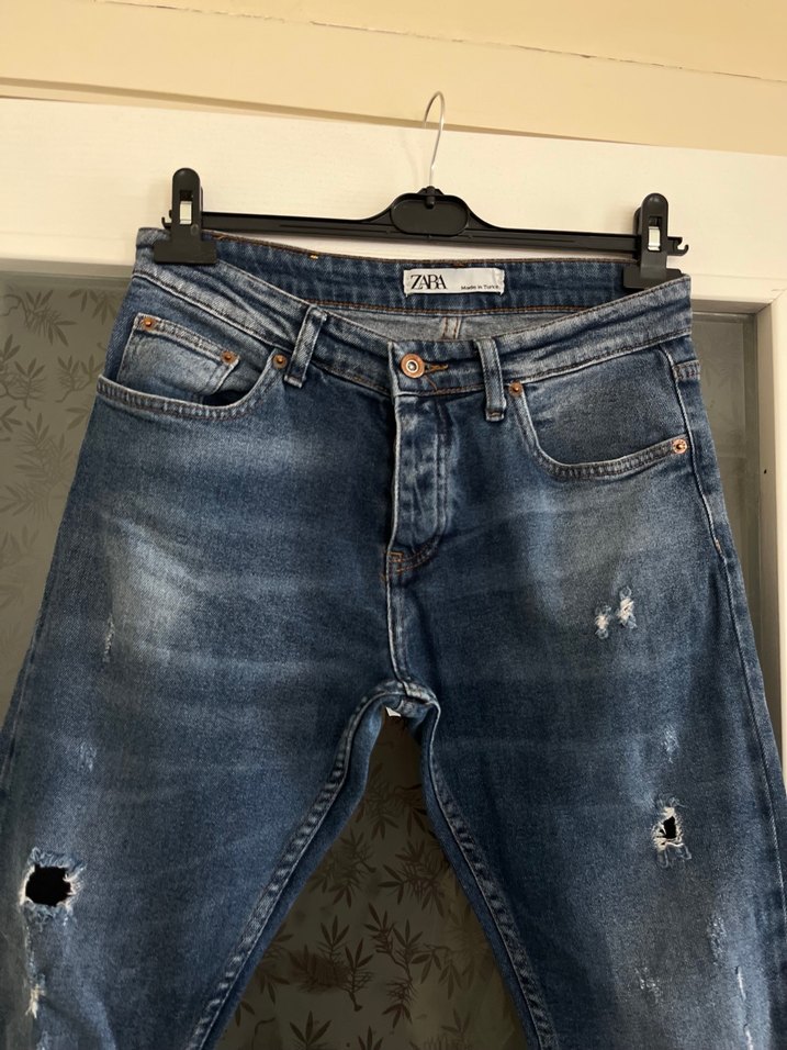 ZARA Mavi Denim Regular Fit Erkek Jean - Görsel 4