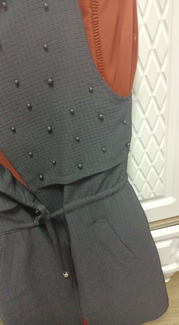 Kadın Siyah Kemerli Uzun Yelek - Görsel 3