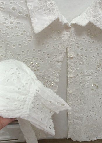 Nakışlı Beyaz  Gömlek - Görsel 3