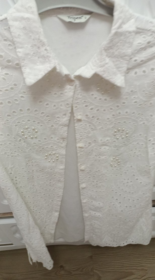 Nakışlı Beyaz  Gömlek - Görsel 4