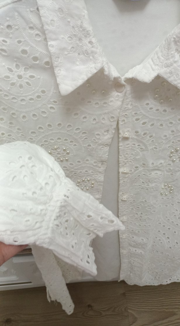 Nakışlı Beyaz  Gömlek - Görsel 3