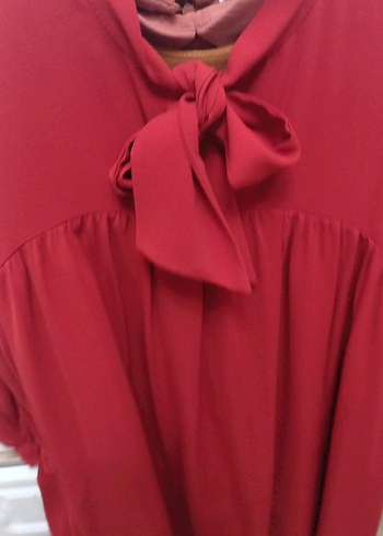 Kırmızı Fırfırlı Uzun Kollu Kadın Tunik - Görsel 3