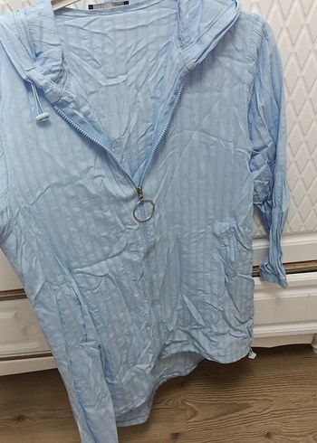 Mavi Uzun Kollu Kadın  Ceket minik defosu var - Görsel 2