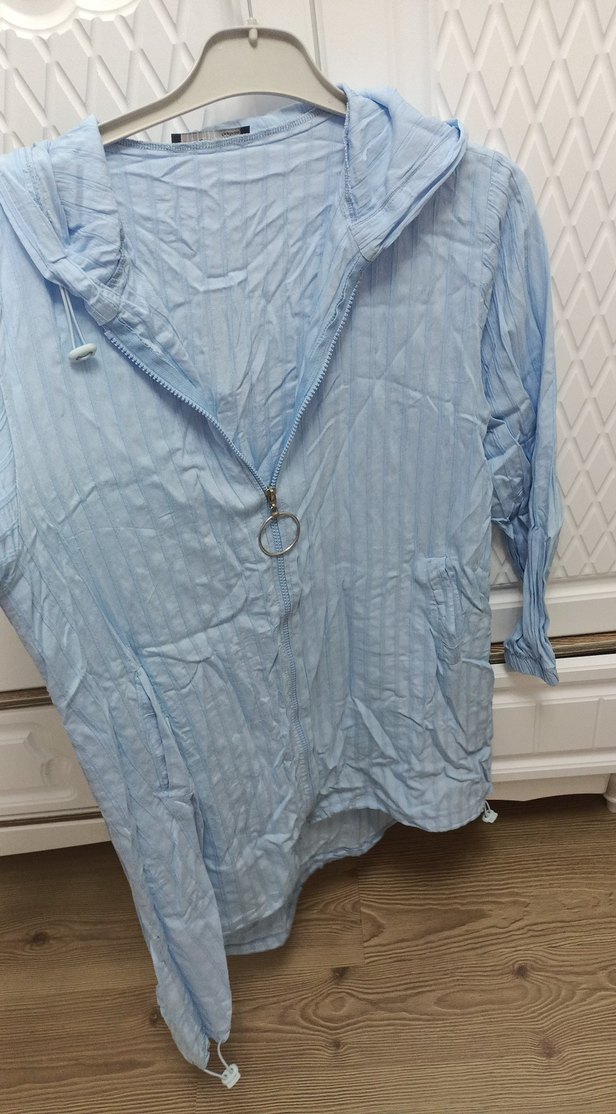 Mavi Uzun Kollu Kadın  Ceket minik defosu var - Görsel 2